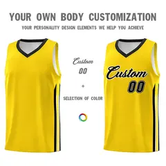Yellow Black Classic Athletic Basketball Jersey 3