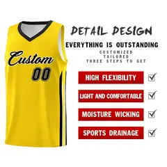Yellow Black Classic Athletic Basketball Jersey 4