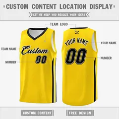 Yellow Black Classic Mesh Sport Basketball Jersey 2