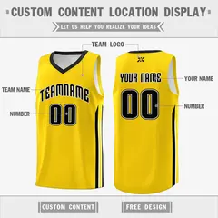Yellow Black Classic Mesh Sport Basketball Jersey 2