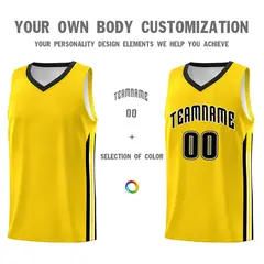 Yellow Black Classic Mesh Sport Basketball Jersey 3