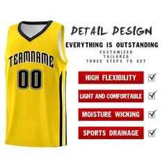 Yellow Black Classic Mesh Sport Basketball Jersey 4