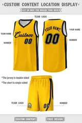 Yellow Black Classic Sets Sports Basketball Jersey 2