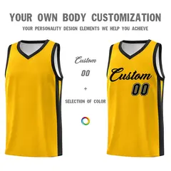 Yellow Black Classic Tops Basketball Jersey 3