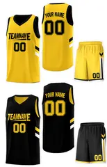 Yellow Black Double Side Sportswear Basketball Jersey 3