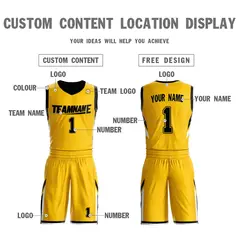 Yellow Black Double Side Sportswear Basketball Jersey 4
