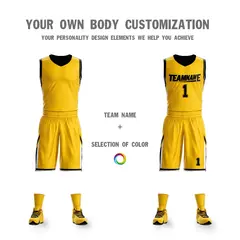 Yellow Black Double Side Sportswear Basketball Jersey 5