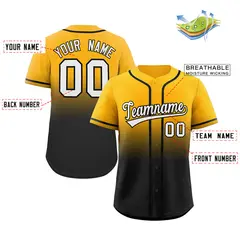 Yellow Black Gradient Fashion Baseball Jersey 2