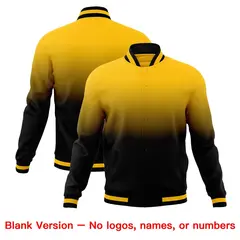 Yellow Black Gradient Full-Snap Varsity Letterman Jacket 7