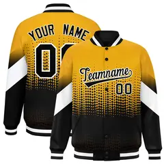 Yellow Black Gradient Polka Dot Varsity Letterman Jacket 1
