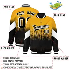 Yellow Black Gradient Polka Dot Varsity Letterman Jacket 2