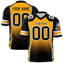 Yellow Black Gradient Side Pattern Authentic Football Jersey