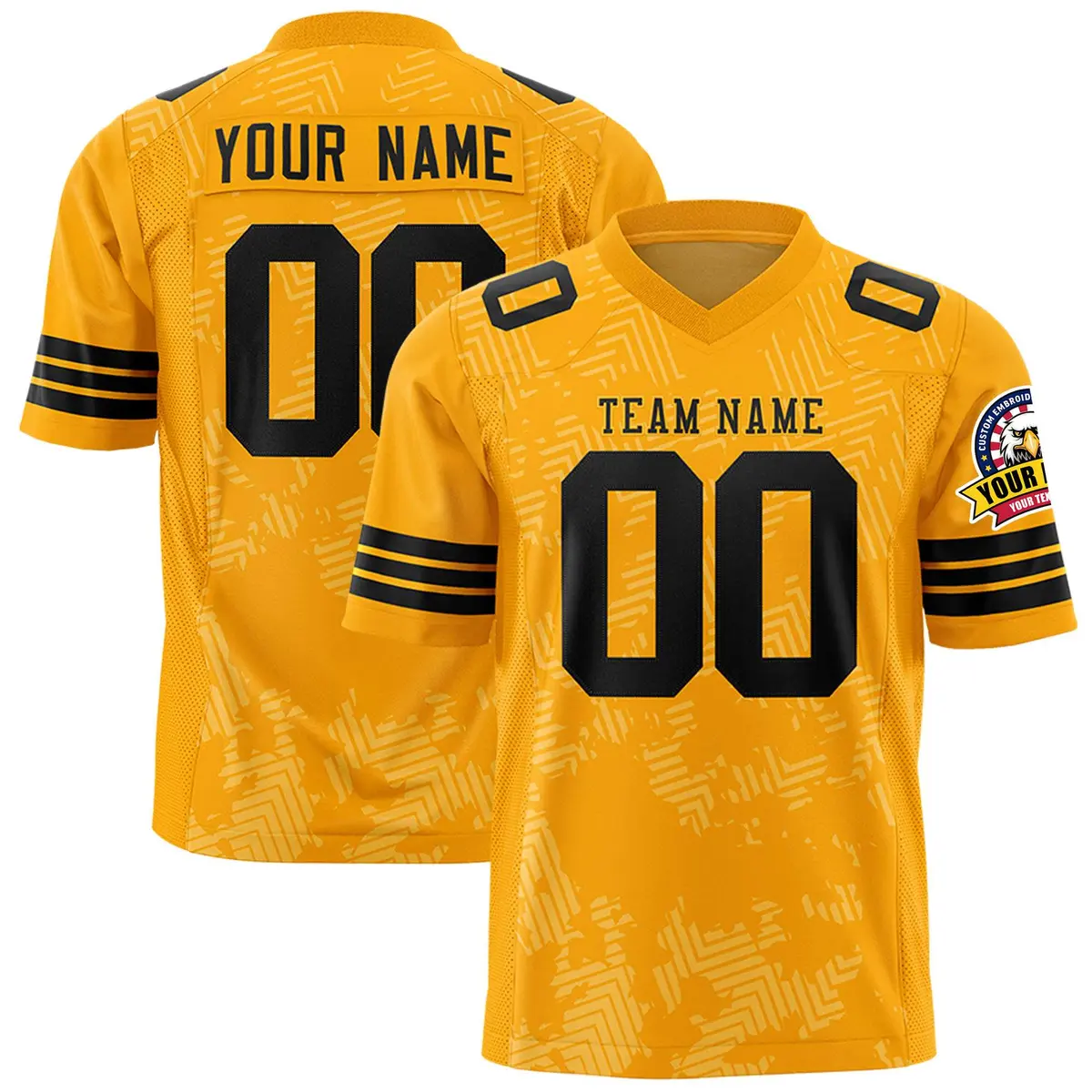 Yellow Black Graffiti Line Authentic Football Jersey