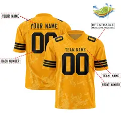 Yellow Black Graffiti Line Authentic Football Jersey 2