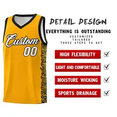 Yellow Black Indians Pattern Basketball Uniform Jersey 2