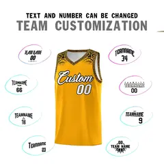 Yellow Black Indians Print Basketball Uniform Jersey 4