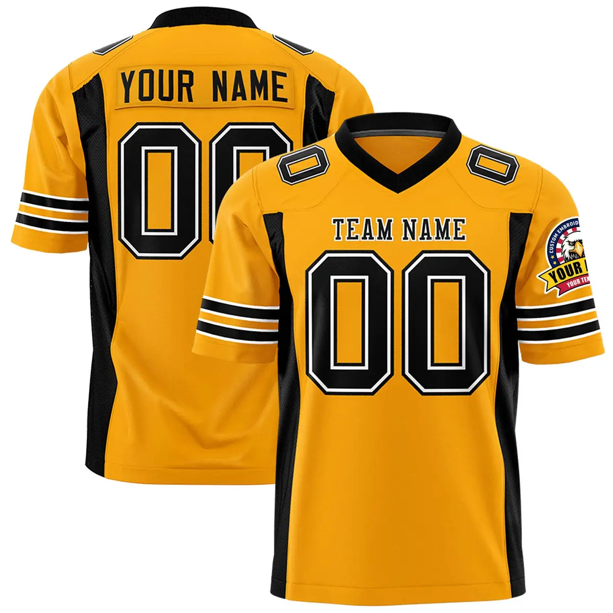 Yellow Black Insert Color Authentic Football Jersey
