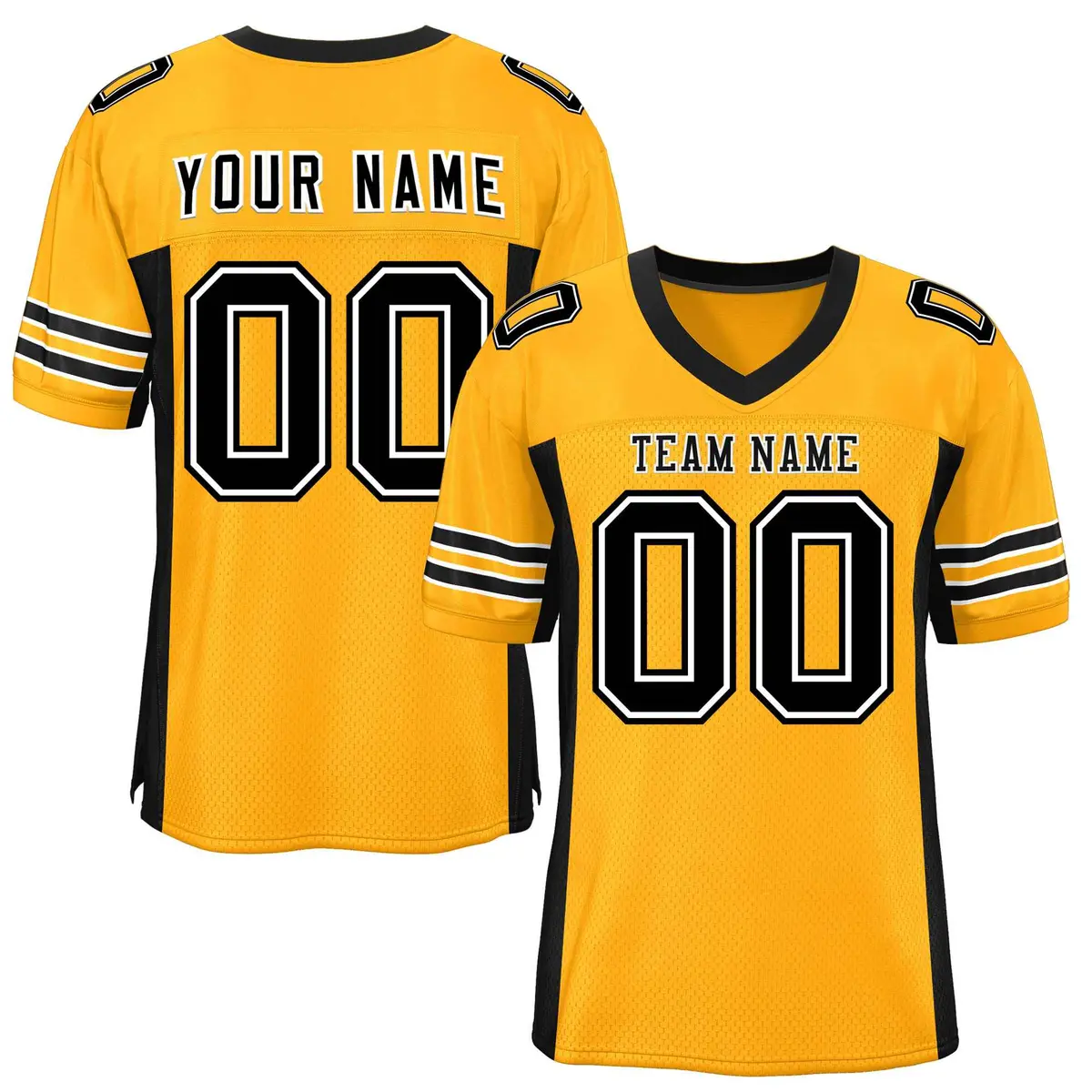 Yellow Black Insert Color Mesh Authentic Football Jersey
