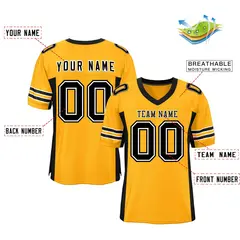 Yellow Black Insert Color Mesh Authentic Football Jersey 2