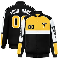 Yellow Black Raglan Sleeve Varsity Letterman Jacket 1