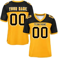 Yellow-Black Raglan Sleeves Football Jersey