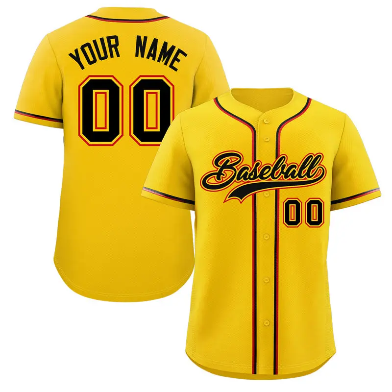 Yellow Black Red Classic Authentic Baseball Jersey