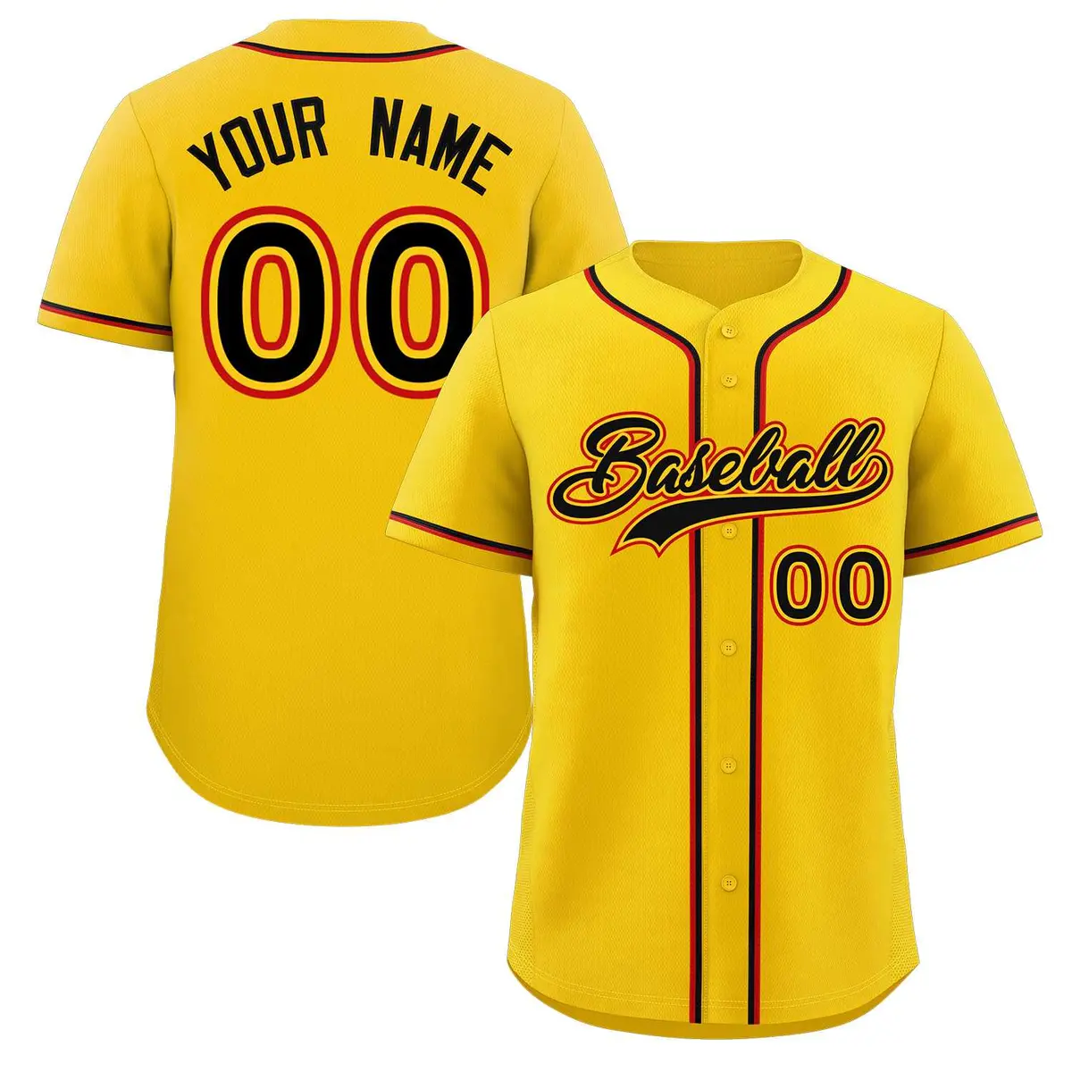 Yellow Black Red Classic Authentic Baseball Jersey