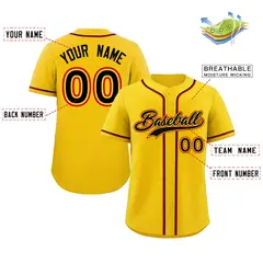Yellow Black Red Classic Authentic Baseball Jersey 2