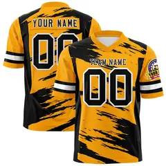 Yellow Black Scratch Pattern Authentic Football Jersey 1