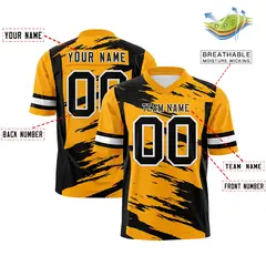 Yellow Black Scratch Pattern Authentic Football Jersey 2