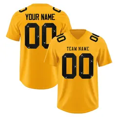 Yellow Black Sequin Lettering Football Jersey 1