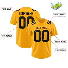 Yellow Black Sequin Lettering Football Jersey 2