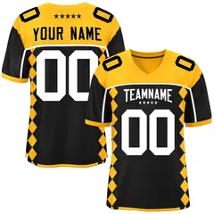 Yellow Black Side Blocks Raglan Sleeves Football Jersey