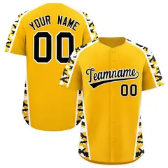 Yellow Black Side Camo Baseball Jersey 1