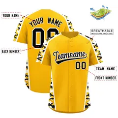 Yellow Black Side Camo Baseball Jersey 2