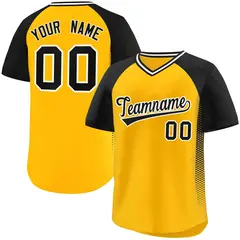 Yellow Black Side Spot Raglan Pullover Baseball Jersey 1
