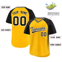 Yellow Black Side Spot Raglan Pullover Baseball Jersey 2