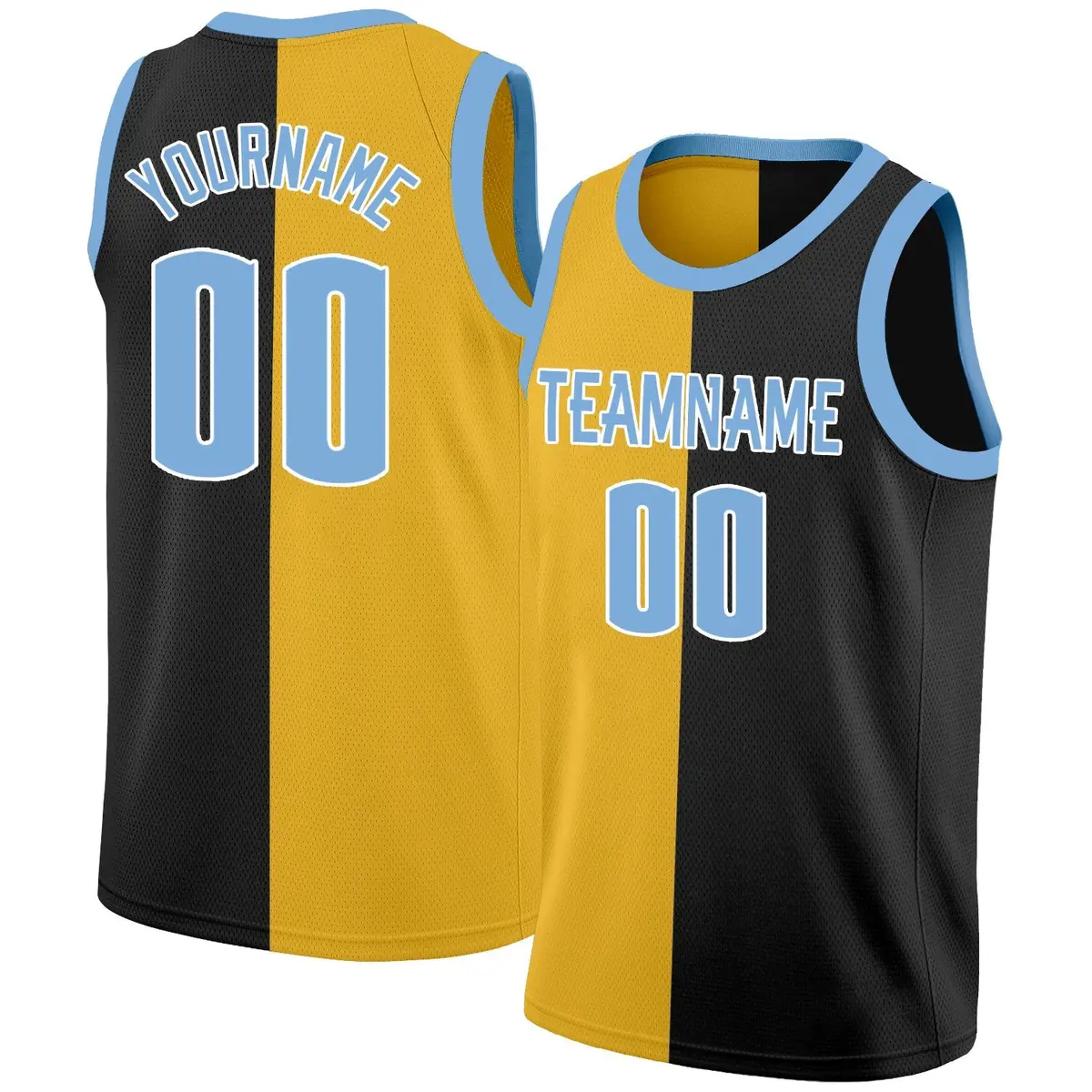 Yellow Black Split Fashion Basketball Jersey