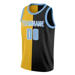Yellow Black Split Fashion Basketball Jersey 3