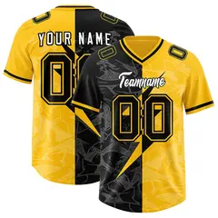Yellow Black Split Lightning Pattern Football Jersey