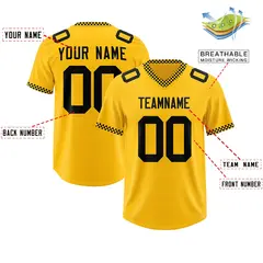Yellow Black Square Neckline Football Jersey 2
