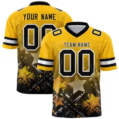 Yellow Black Star Gradient Flag Football Jersey 1