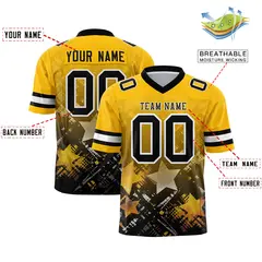 Yellow Black Star Gradient Flag Football Jersey 2