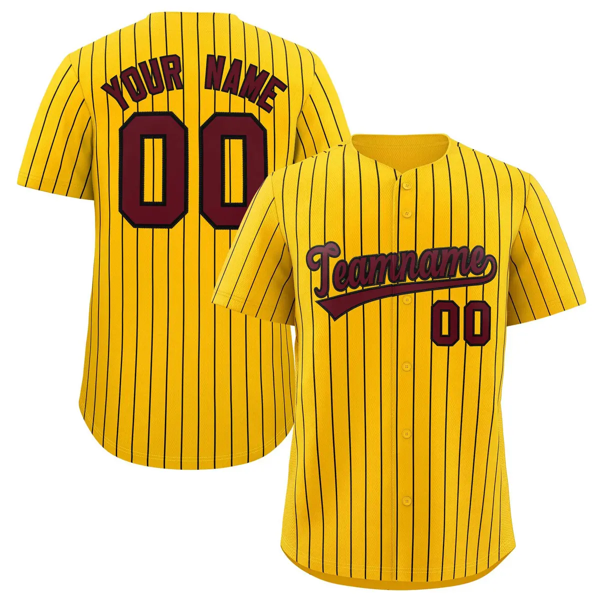 Yellow Black Stripe Authentic Fashion Baseball Jersey