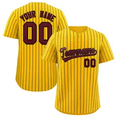 Yellow Black Stripe Authentic Fashion Baseball Jersey 1
