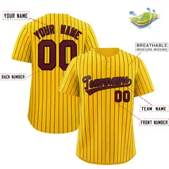 Yellow Black Stripe Authentic Fashion Baseball Jersey 2