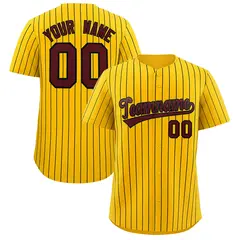 Yellow Black Stripe Authentic Fashion Baseball Jersey