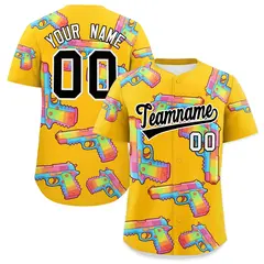 Yellow Black Sugar-Coated Firepower Graffiti Baseball Jersey