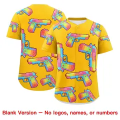 Yellow Black Sugar-Coated Firepower Graffiti Baseball Jersey 4