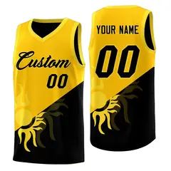 Yellow Black Sunburst Two Tone Basketball Jersey 1